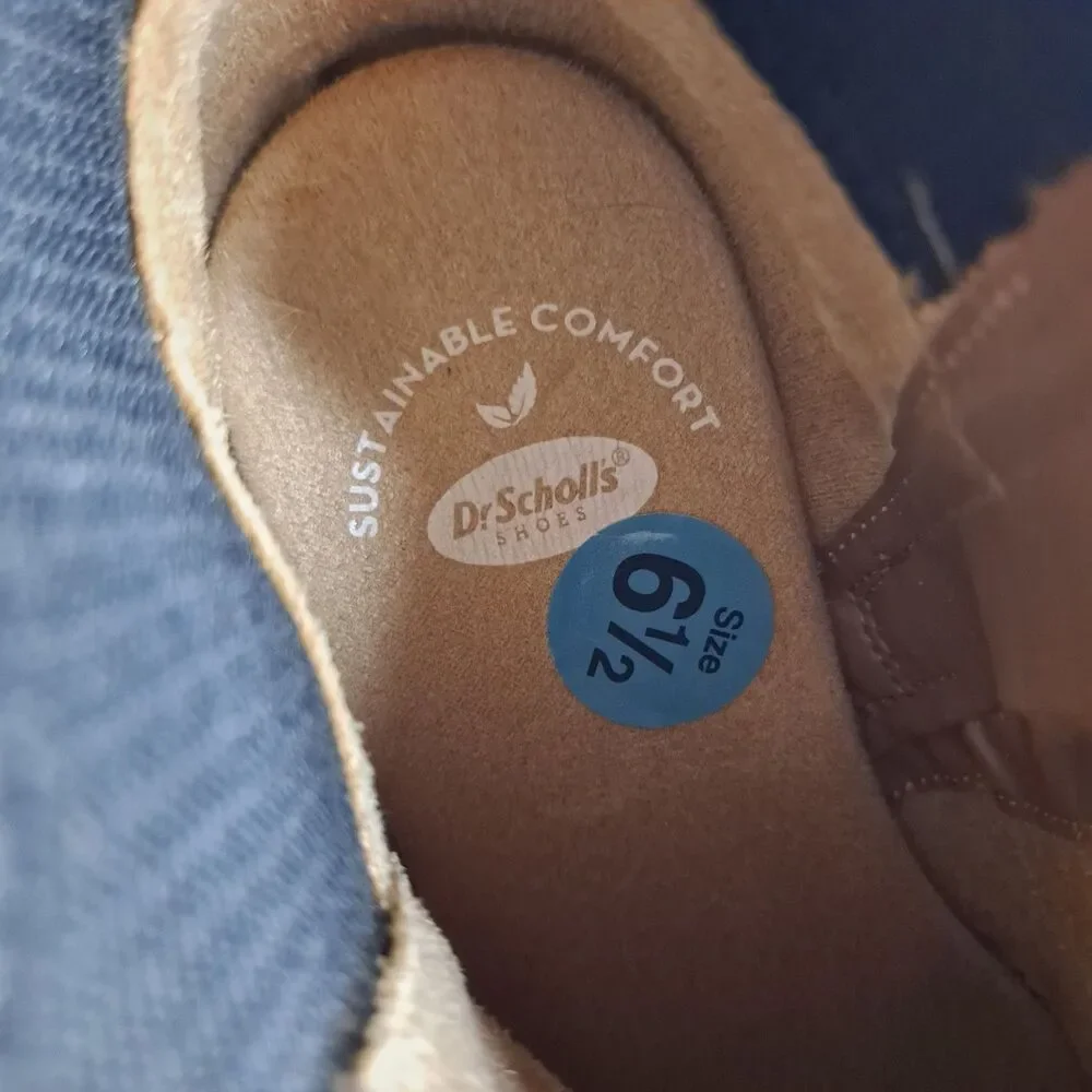 Dr. Scholl's Tan Suede Ankle Booties with Black Knit Panel